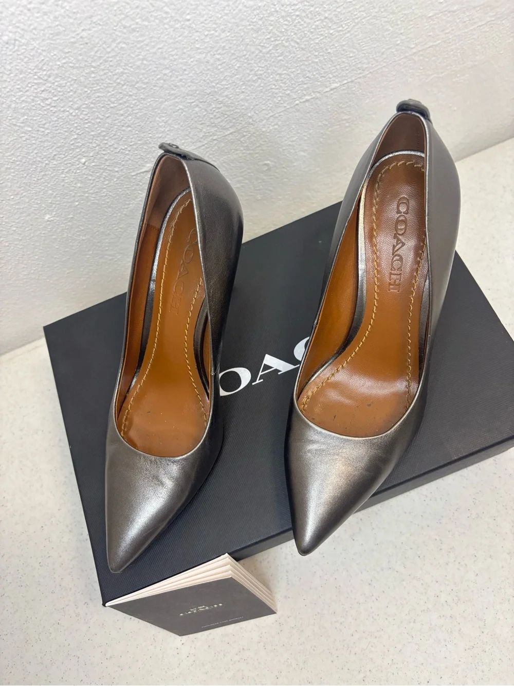 Coach Metallic Pewter Pointed-Toe Stiletto Pumps